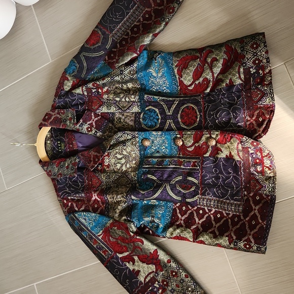 E L C C Geometric Jacquard Blazer Size L - Picture 9 of 17